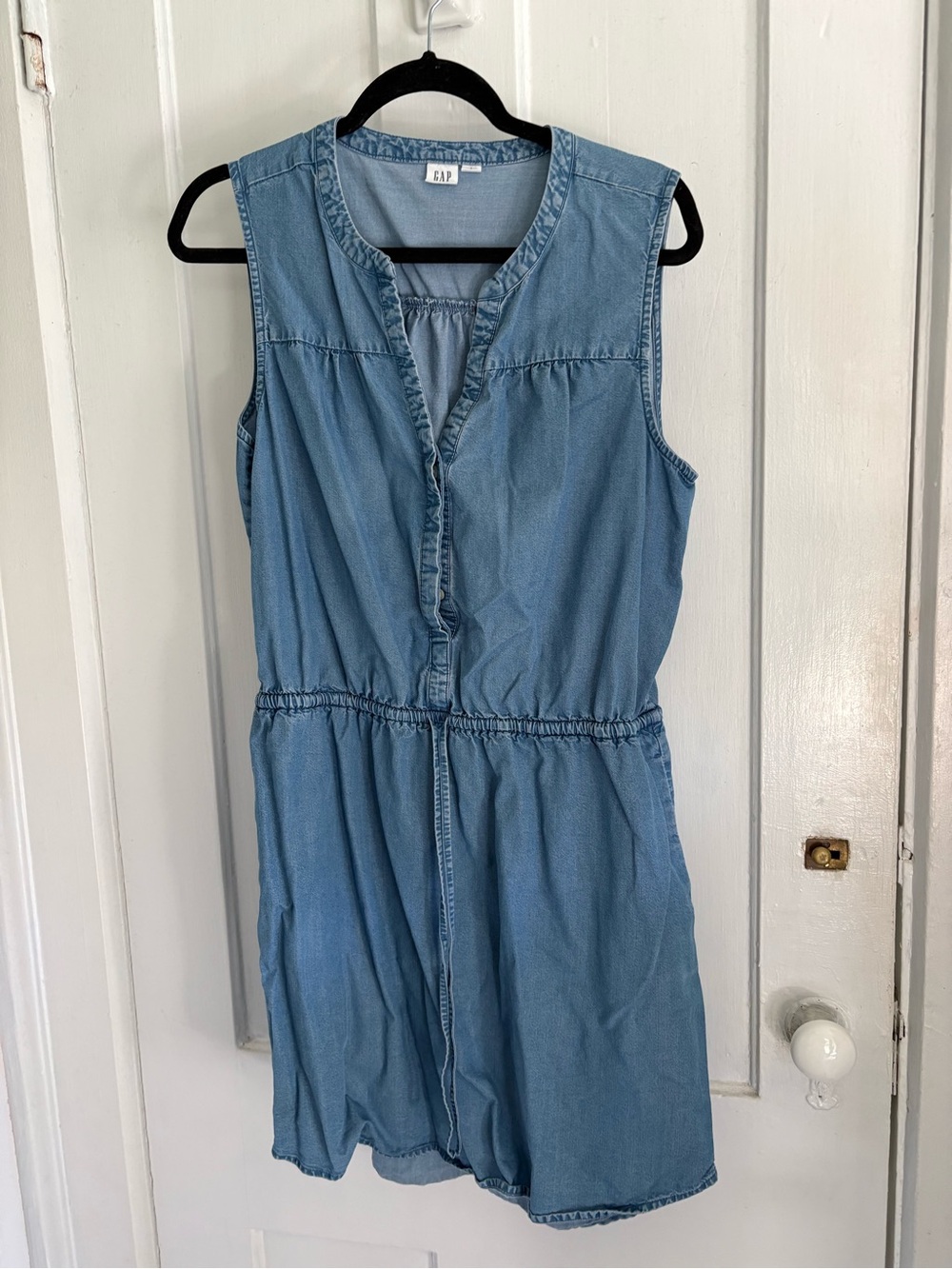 GAP Sleeveless Light Blue Denim Romper Dress